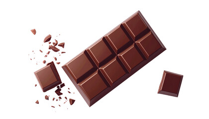 Fototapeta premium Chocolate Treat Pair – Two Distinct Bar Styles Isolated on Transparent Background
