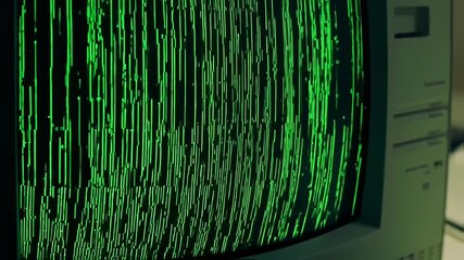 Distorted green lines on a vintage computer screen - Powered by Adobe