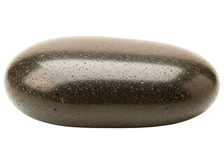 Smooth oval-shaped black stone for hot stone massage therapy on a transparent background