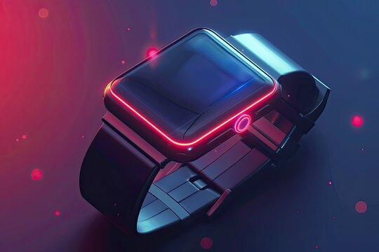 Minimalist illustration of smartwatch contactless payment with digital wrist