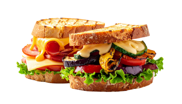 Gourmet Sandwich Collection – Dual Layered Designs Isolated on Transparent Background