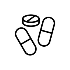 Pills icon symbol for apps and websites. capsule icon. Drug sign and symbol
