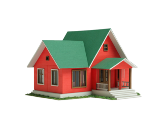 3D model of a small red house
