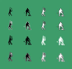 Collection of Tennis Sport Silhouettes serving forehand and backhand Perfect for sports graphics