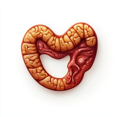 A stylized, heart-shaped digestive system graphic