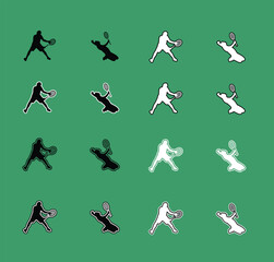Collection of Tennis Sport Silhouettes serving forehand and backhand Perfect for sports graphics