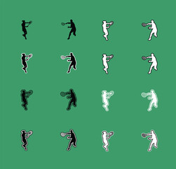 Collection of Tennis Sport Silhouettes serving forehand and backhand Perfect for sports graphics