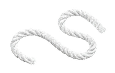 White rope in an S shape against a black background