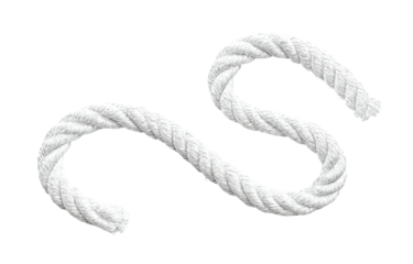 White rope in an S shape against a black background