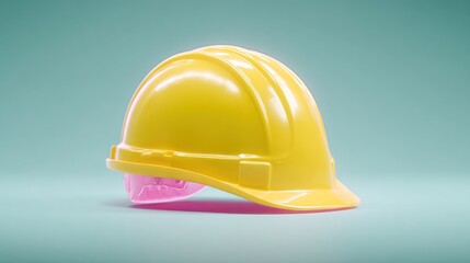 Fototapeta premium A yellow hard hat with pink accents