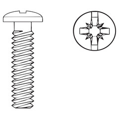 Technical drawings of screw types.