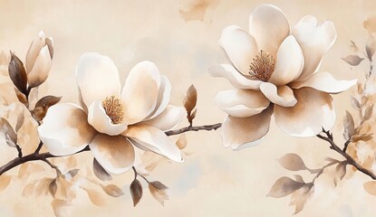 Delicate magnolia blossoms in muted tones