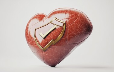 Heart with golden shield & checkmark