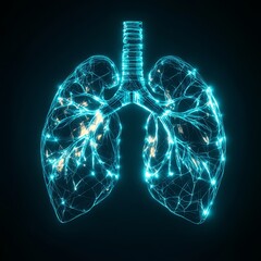 Luminous, glowing,  3D model of lungs