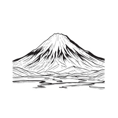 Black and White Mountain Illustration Image in Minimalist Line Art Style, Clean and Elegant Design