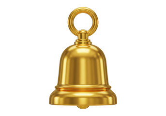 Shiny golden bell isolated PNG, festive decoration for Christmas and New Year celebration on transparent background