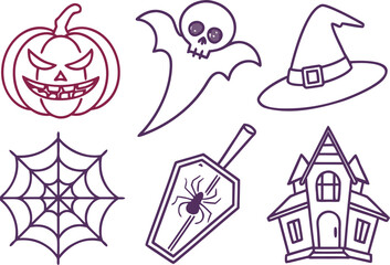 A festive vector illustration set of Halloween, Christmas, and fashion icons for holiday design