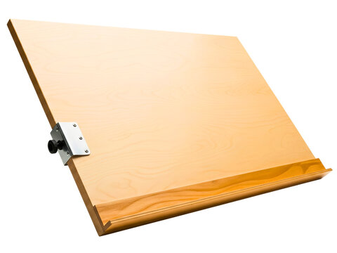 Adjustable wooden tabletop artist drawing and sketching board on a transparent background