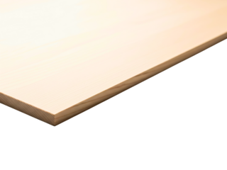 Corner of a light colored wooden board for building material on a transparent background