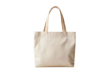 Stylish beige tote bag with dual handles, perfect for everyday use, isolated on a white background.