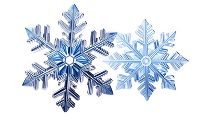 Crystal Snowflake Duo – Two Frosted Variations Isolated on Transparent Background