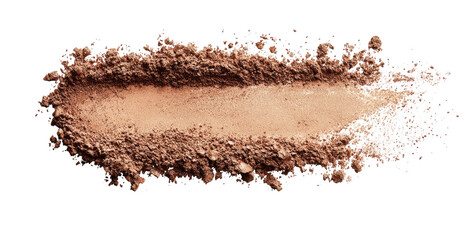 A light brown powder, in a swirled, oval shape