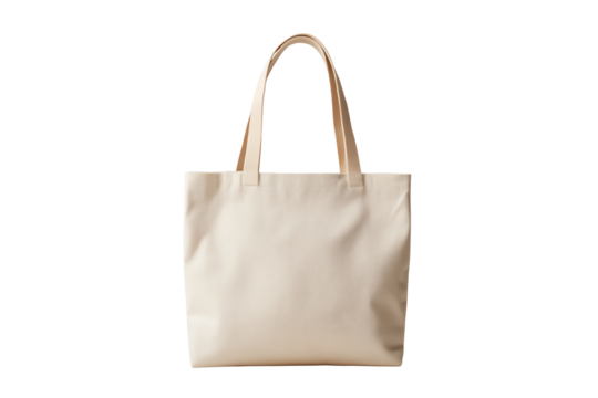 Stylish beige tote bag with dual handles, perfect for everyday use, isolated on a white background.