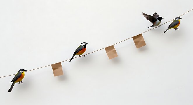 Birds on string decorations
