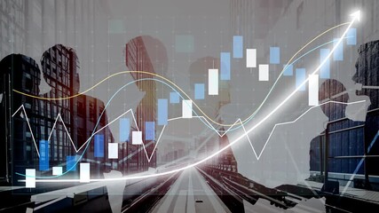 A dynamic scene capturing business professionals engaged in conversation while analyzing financial data and trends, symbolizing growth and collaborative success. Copula - Powered by Adobe