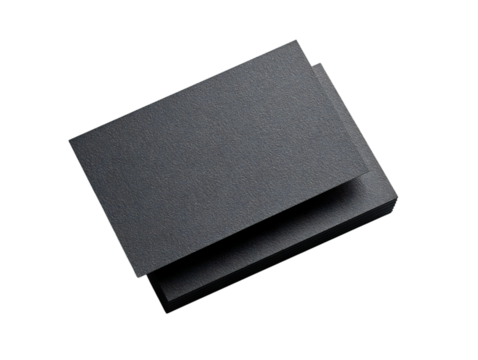Black business cards isolated on transparent background, blank textured paper mockup for corporate branding, identity design, logo presentation, and professional stationery
