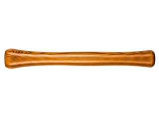 Contoured wooden replacement handle with a beautiful wood grain on a transparent background