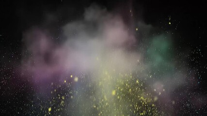 Colorful Smoke Cloud Explosion with Glitter Particles