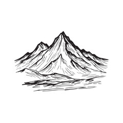 Black and White Mountain Illustration Image in Minimalist Line Art Style, Clean and Elegant Design