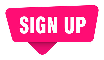 sign up magenta sticker isolated on transpatent background. sign up sign