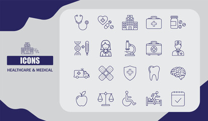  Flat Healthcare and Medical Icon Set for Hospitals, Clinics, and Digital Applications