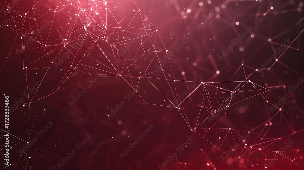 Poster the image features a network of white lines and dots against a red backdrop, creating a sense of con