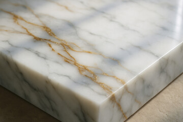 Stunning natural stone texture: polished white marble surface with intricate, flowing gold striations.