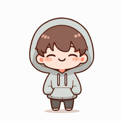 Fototapeta premium vector illustration of a little boy laughing and wearing a hoodie