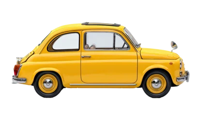 Fotobehang Oldtimers Side view of a bright yellow vintage car  © Fakih