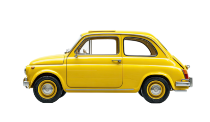 Side view of a bright yellow vintage car (1)