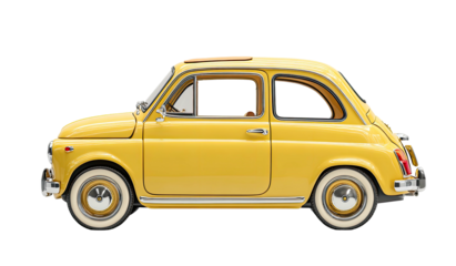 Yellow vintage car side profile