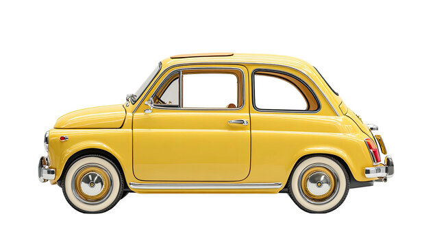 Yellow vintage car side profile