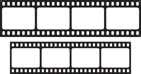 Minimalist Black and White Film Strip Vector Illustration with 4 Frames