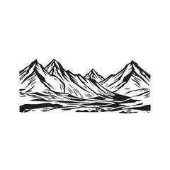 Black and White Mountain Illustration Image in Minimalist Line Art Style, Clean and Elegant Design