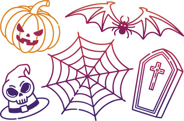 Vector illustration set of black Halloween icons and symbols for pattern design