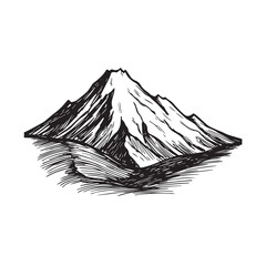 Black and White Mountain Illustration Image in Minimalist Line Art Style, Clean and Elegant Design