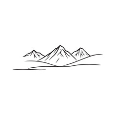 Black and White Mountain Illustration Image in Minimalist Line Art Style, Clean and Elegant Design
