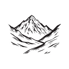 Black and White Mountain Illustration Image in Minimalist Line Art Style, Clean and Elegant Design
