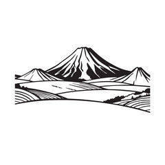Black and White Mountain Illustration Image in Minimalist Line Art Style, Clean and Elegant Design