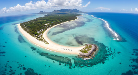 Aerial view of tropical island with turquoise water and white sandy beach, travel concept, drone perspective.”
“Snow-covered pine forest in winter, mist rising, calm peaceful atmosphere